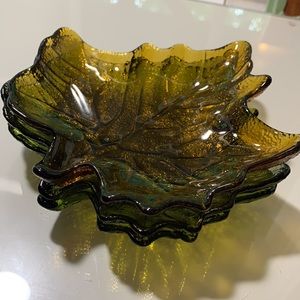 Studio Silversmiths multi-color glass leaf plates